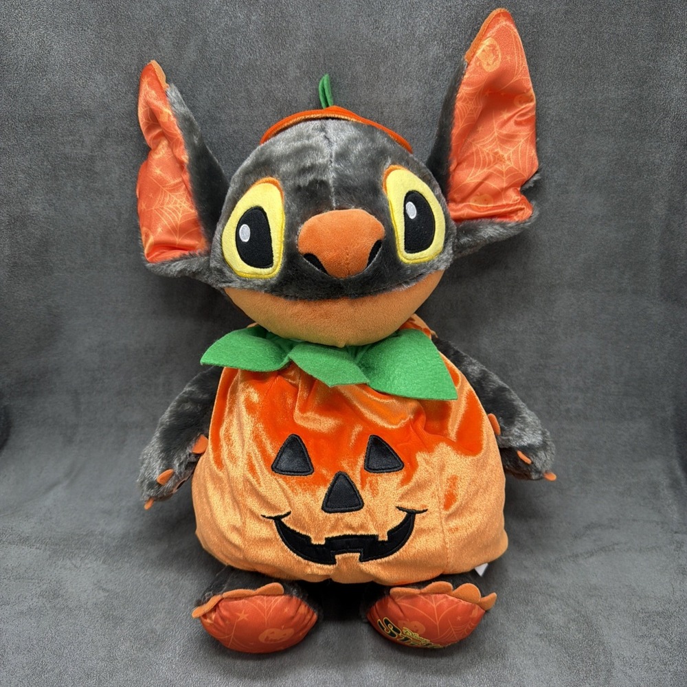 Build a Bear Disney Spooky Stitch Halloween Plush With Sound & Pumpkin Outfit